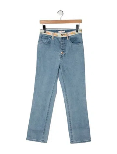Pre-owned Tory Burch High-rise Straight Leg Jeans In Blue