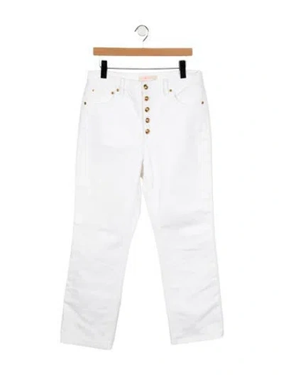 Pre-owned Tory Burch High-rise Straight Leg Jeans In White