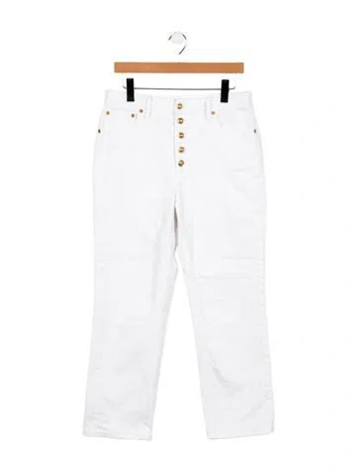 Pre-owned Tory Burch High-rise Straight Leg Jeans In White