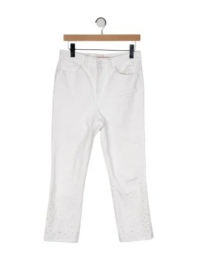 Pre-owned Tory Burch High-rise Straight Leg Jeans In White