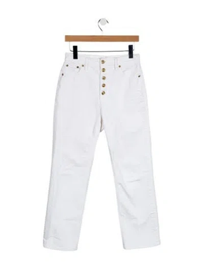 Pre-owned Tory Burch High-rise Straight Leg Jeans In White