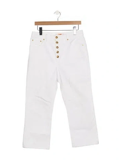 Pre-owned Tory Burch High-rise Straight Leg Jeans In White