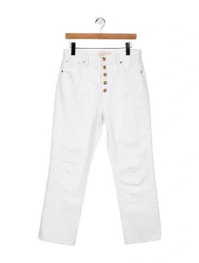 Pre-owned Tory Burch High-rise Straight Leg Jeans In White