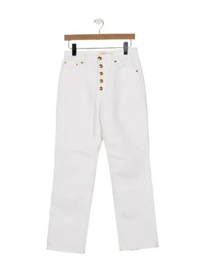 Pre-owned Tory Burch High-rise Straight Leg Jeans In White