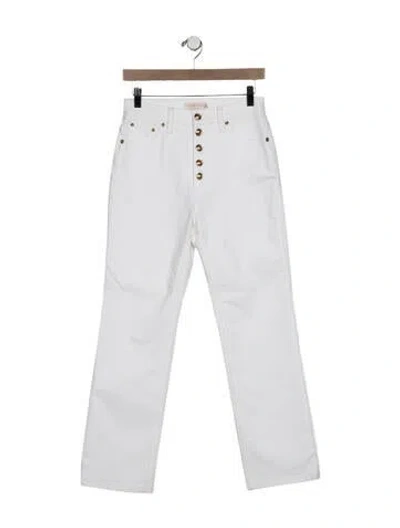 Pre-owned Tory Burch High-rise Straight Leg Jeans In White