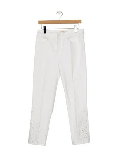Pre-owned Tory Burch High-rise Straight Leg Jeans In White