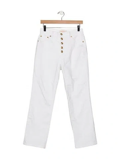 Pre-owned Tory Burch High-rise Straight Leg Jeans In White