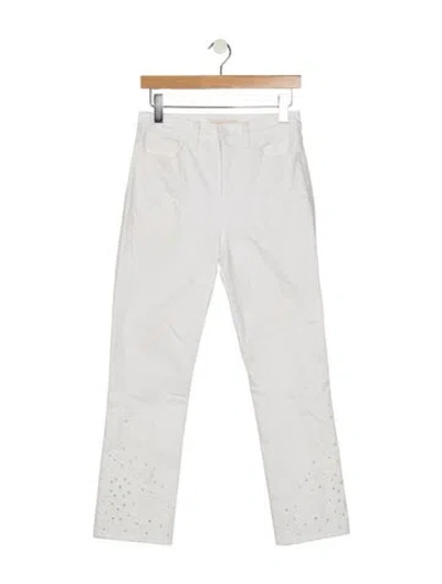 Pre-owned Tory Burch High-rise Straight Leg Jeans In White