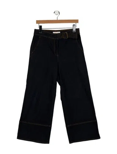 Pre-owned Tory Burch High-rise Wide Leg Jeans In Blue