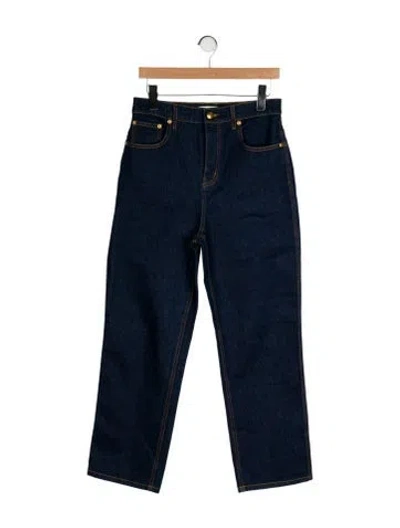 Pre-owned Tory Burch High-rise Wide Leg Jeans In Blue