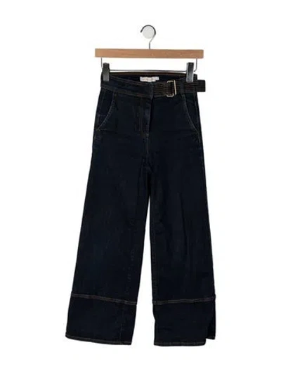 Pre-owned Tory Burch High-rise Wide Leg Jeans In Blue