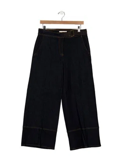 Pre-owned Tory Burch High-rise Wide Leg Jeans In Blue