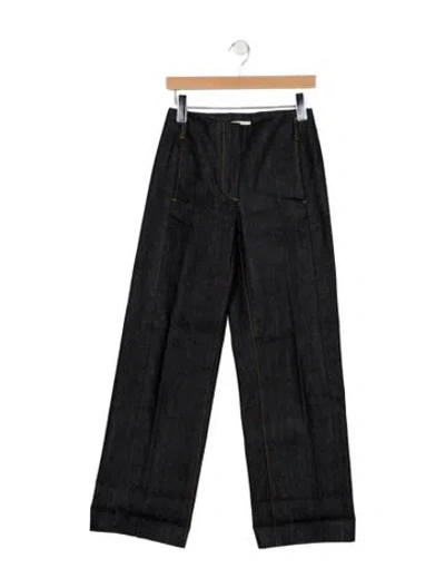 Pre-owned Tory Burch High-rise Wide Leg Jeans In Blue