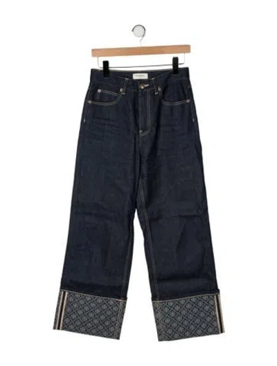 Pre-owned Tory Burch High-rise Wide Leg Jeans In Gray