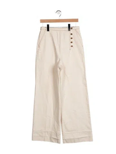 Pre-owned Tory Burch High-rise Wide Leg Jeans In Neutrals