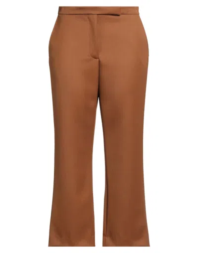 Tory Burch High-waisted Straight-leg Wool Trousers In Brown