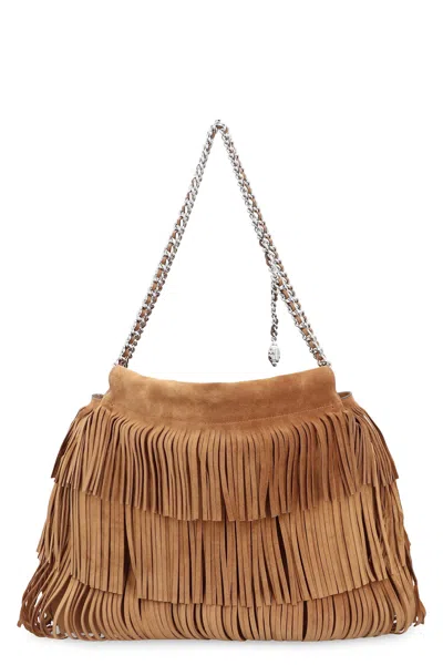 Tory Burch Hobo Bag Fleming In Suede With Fringes In Brown