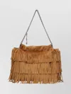 Tory Burch Hobo Bag With Chain And Fringe Straps In Gray