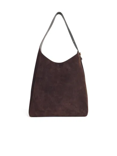 Tory Burch 'hobo Romy' Dark Brown Suede Bag In Black