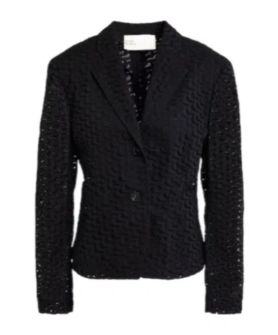 Tory Burch Hollowed-out Embroidered Suit Jacket In Black