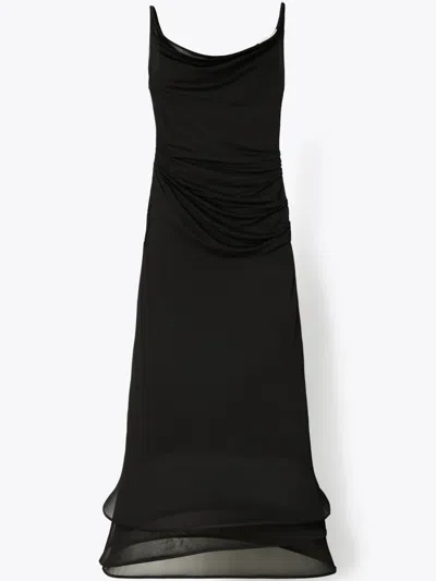 Tory Burch Hoop-detailing Midi Dress In Black