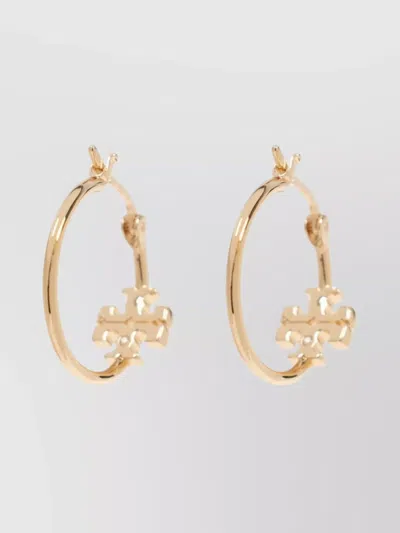 Tory Burch Hoop Earrings Small Cross Detail In Gold
