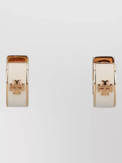 Tory Burch Hoop Earrings Two Tone Metal Design In Gold