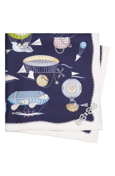 Tory Burch Hot Air Balloon Silk Neckerchief In Blue