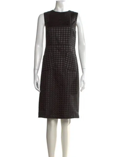 Pre-owned Tory Burch Houndstooth Print Knee-length Dress In Black