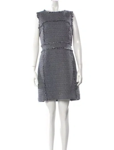Pre-owned Tory Burch Houndstooth Print Mini Dress In Blue