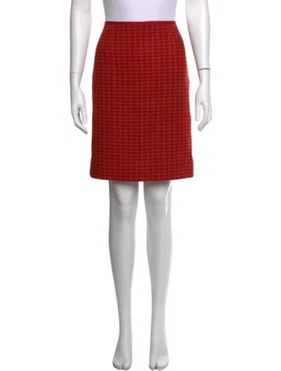 Pre-owned Tory Burch Houndstooth Print Mini Skirt In Red