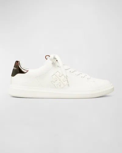 Tory Burch Howell Double T Bicolor Trainers In Titanium White  Creta