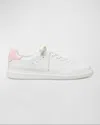 Tory Burch Howell Low-top Leather Court Sneakers In Titanium White / Petunia