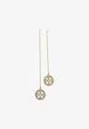 Tory Burch Icon Crystal Paved Drop Threader Earrings In Gold