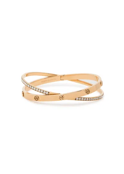 Tory Burch Icon Double Pavé 18kt Gold-plated Bracelet