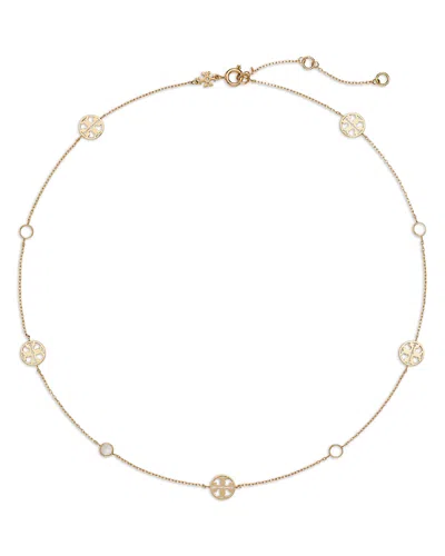 Tory Burch Icon Double T & Mother Of Pearl Collar Necklace, 16-18 In Gold
