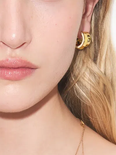 Tory Burch Icon Enamel Double-hoop Earrings In Gold