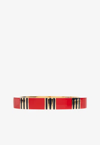 Tory Burch Icon Enameled Logo Bracelet In Red
