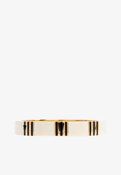 Tory Burch Icon Enameled Logo Bracelet In White