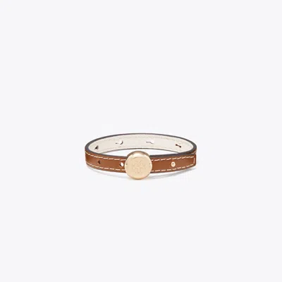Tory Burch Icon Leather Bracelet In Brown