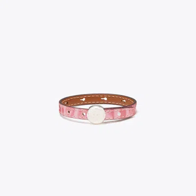 Tory Burch Icon Leather Bracelet In Pink
