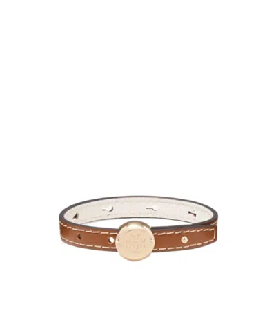 Tory Burch Icon Leather Bracelet In Brown