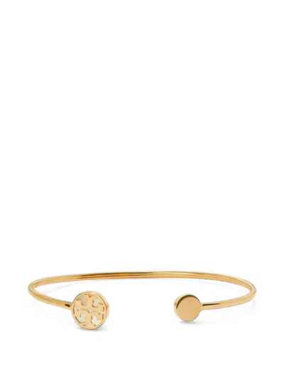 Tory Burch Icon Mother Of Pearl Open Bangle Bracelet In Gold