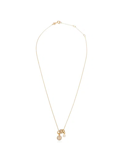 Tory Burch Icon Pavé Charm Pendant Necklace In Green