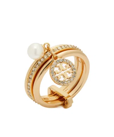 Tory Burch Icon Pavé Charm Ring In Green