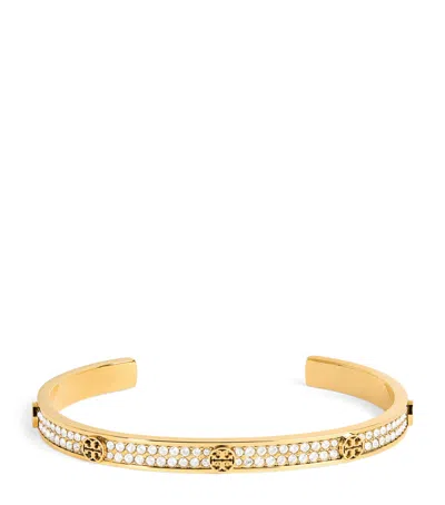 Tory Burch Icon Pavé Cuff Bracelet In Gold