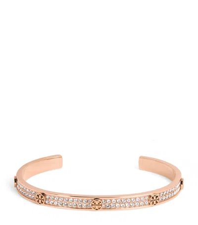 Tory Burch Icon Pavé Cuff Bracelet In Pink