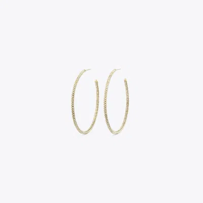 Tory Burch Icon Pavé Hoop Earrings In Gold