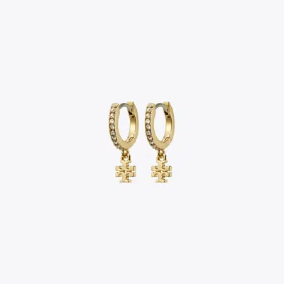 Tory Burch Icon Pavé Huggie Earring In Gold
