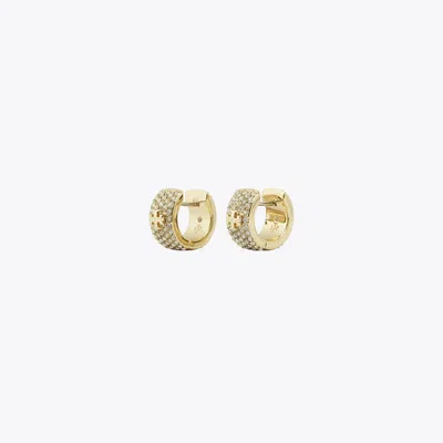 Tory Burch Icon Pavé Huggie Earrings In Gold